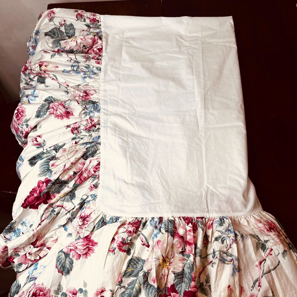 Ralph Lauren Home Bedskirt Dust Ruffle Queen Cotton Floral RN 60873 Bedding Pink